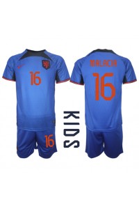 Nederland Tyrell Malacia #16 Babyklær Borte Fotballdrakt til barn VM 2022 Korte ermer (+ Korte bukser)